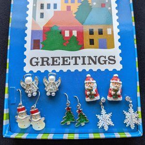 Adult or child Holiday Pierced Earrings - 5 small pairs